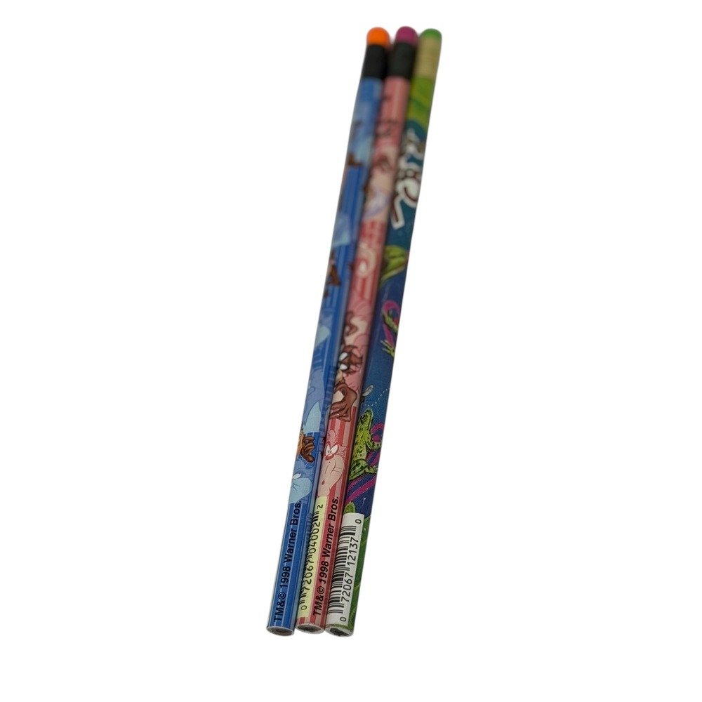 VTG Warner Bros Looney Tunes Tasmanian Devil Taz Techno Frog Pencils 3pk 1998